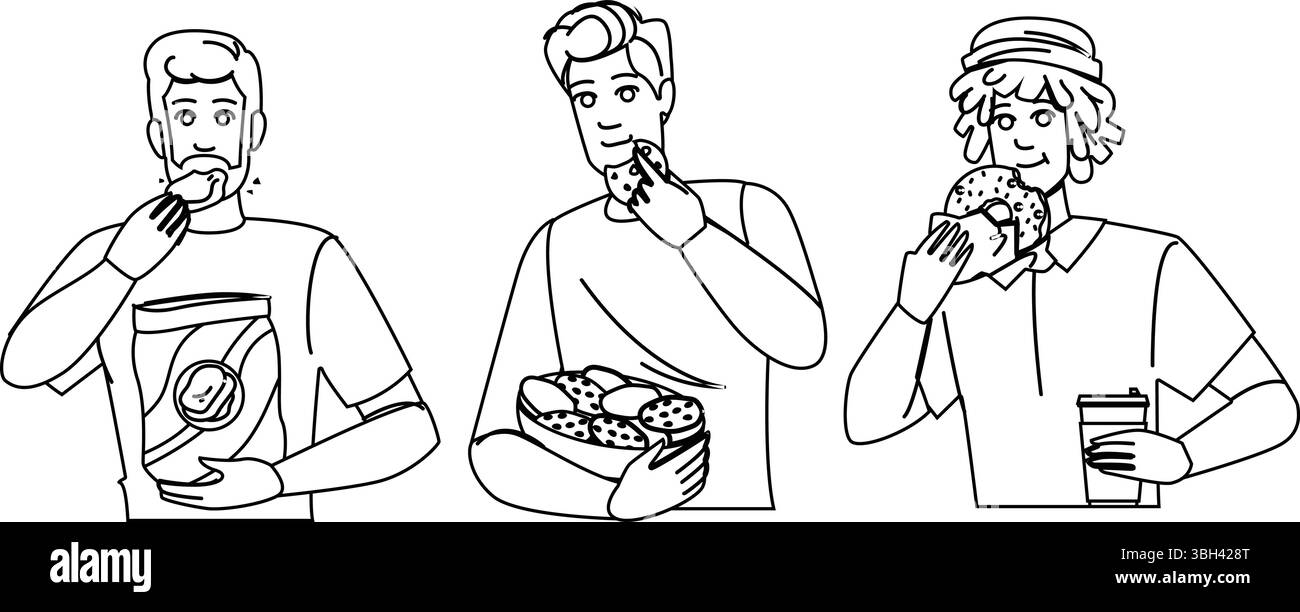 pretzels man eating snacks vector Stock Vector Image & Art - Alamy