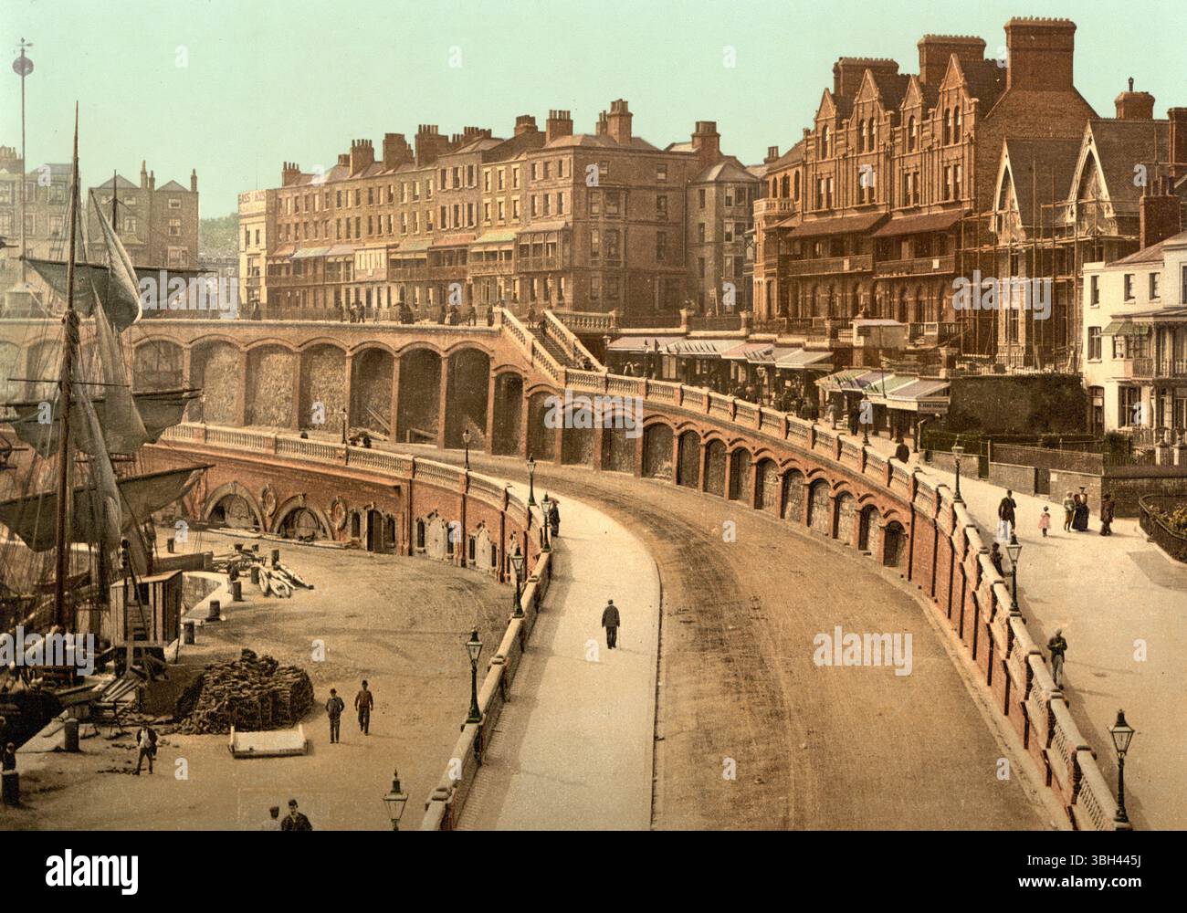 Seafront Promenade Ramsgate Ramsgate, British seaside town, 19th century. Colour photograph showing ...