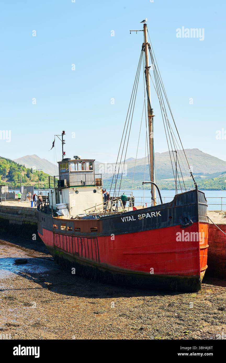 The Vital Spark A Clyde Puffer Boat Berthed At Inveraray Harbour On the-vital-spark-a-clyde-puffer-boat-berthed-at-inveraray-harbour-on