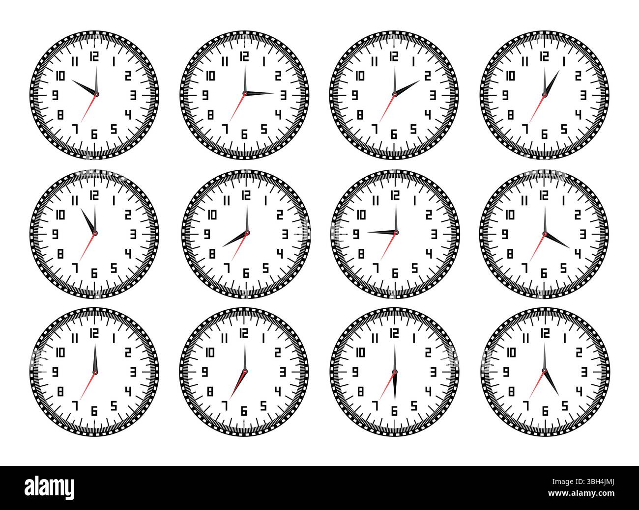 Wall Clock Set - Modern & Decorative Timepiece Art for Home Stock Vector