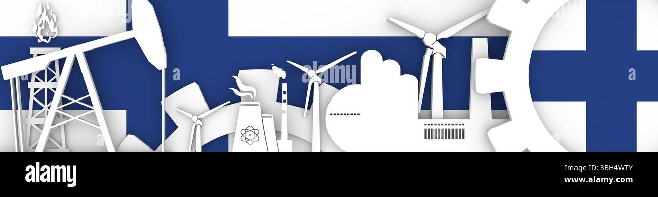 Energy and Power icons set. Header banner with Finland flag ...