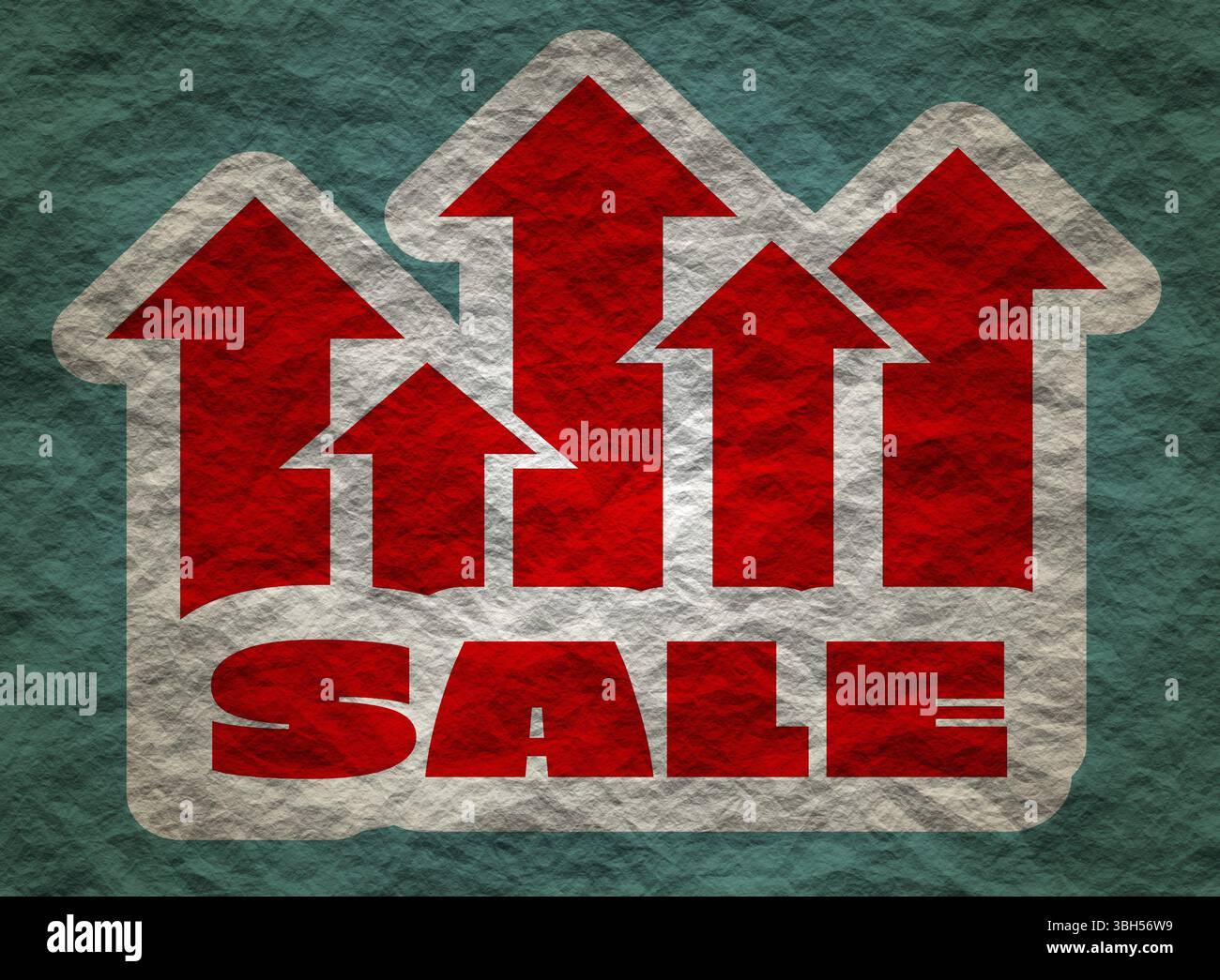 Red sale text and rise up arrows. Sales progress sticker. Relative for ...