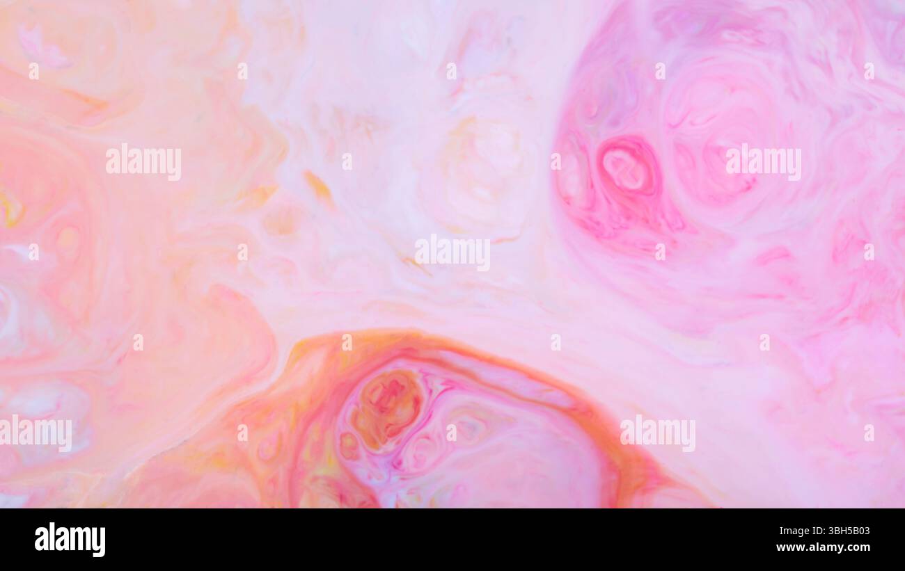Pink and Orange Swirls with Pastel Fluid Texture, Fluid Art Abstract Background Stock Photo