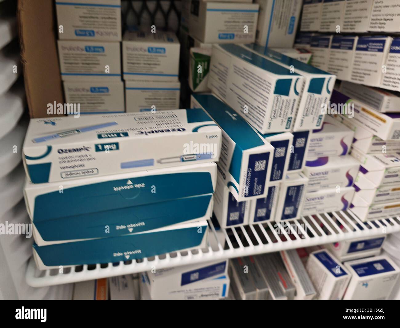 Prague,Czech Republic-April 8 2025: Ozempic pen with semaglutide used for  type 2 diabetes and blood sugar control, produced by Novo Nordisk Stock  Photo
