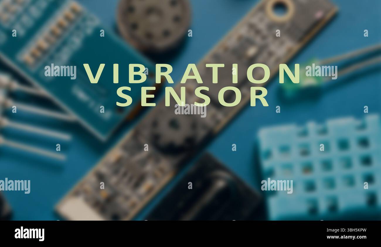 Vibration sensor. Detects vibration or oscillation in objects or surfaces. Stock Photo