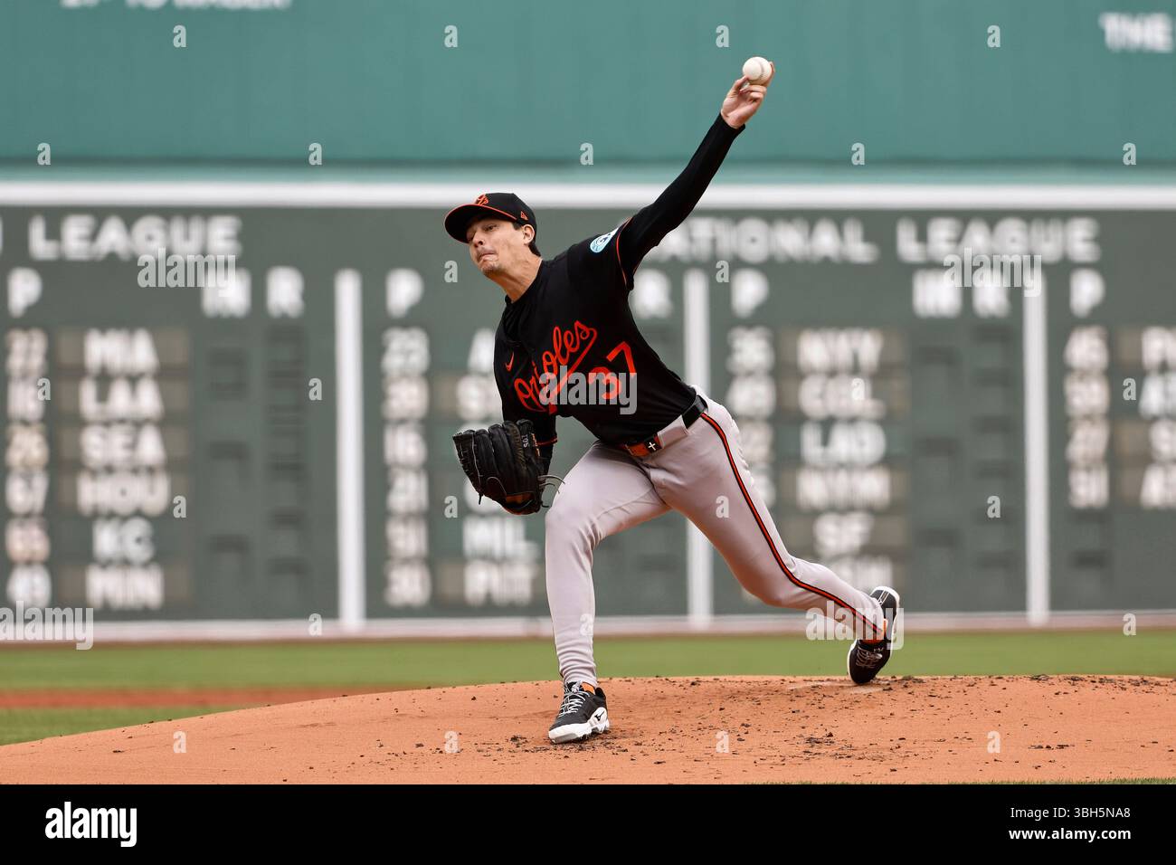 Baltimore Orioles' Cade Povich pitches against the Boston Red Sox