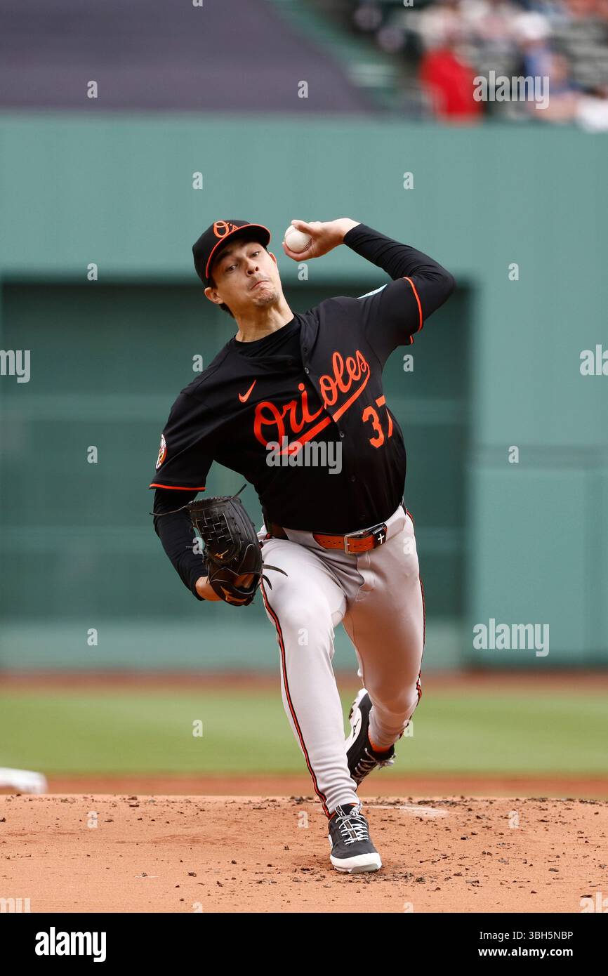 Baltimore Orioles' Cade Povich pitches against the Boston Red Sox