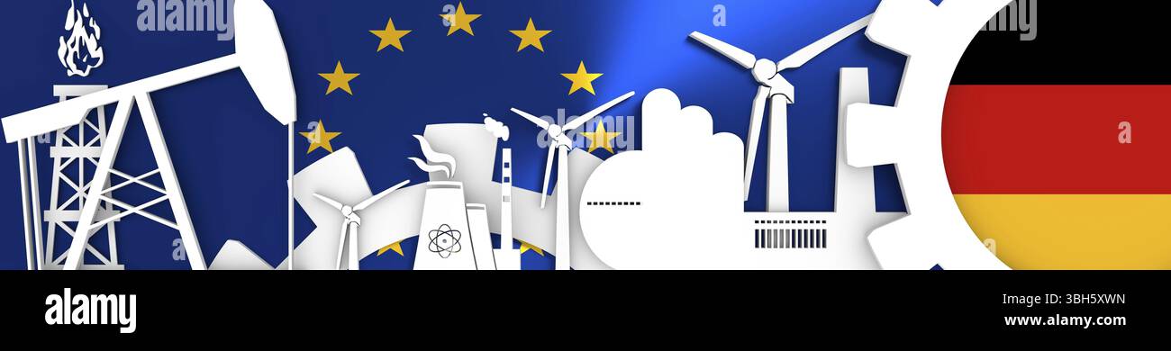 Energy and Power icons set. Header banner with Germany flag ...