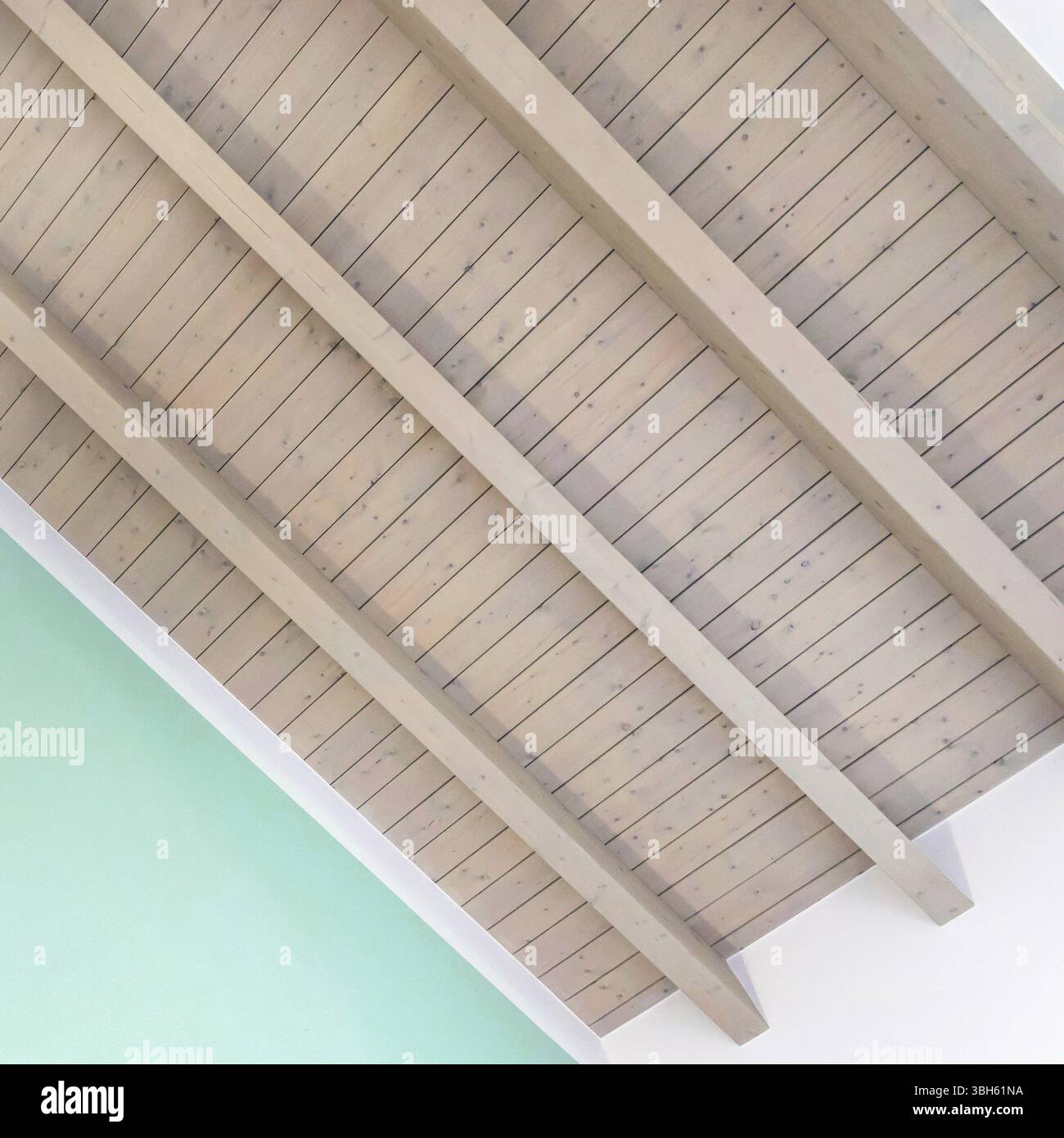 Wooden ceiling with exposed beams. Interior wooden roof with exposed ...