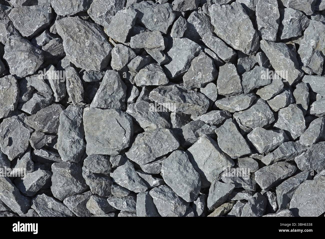 Many grayish scree stones as a background Stock Photo