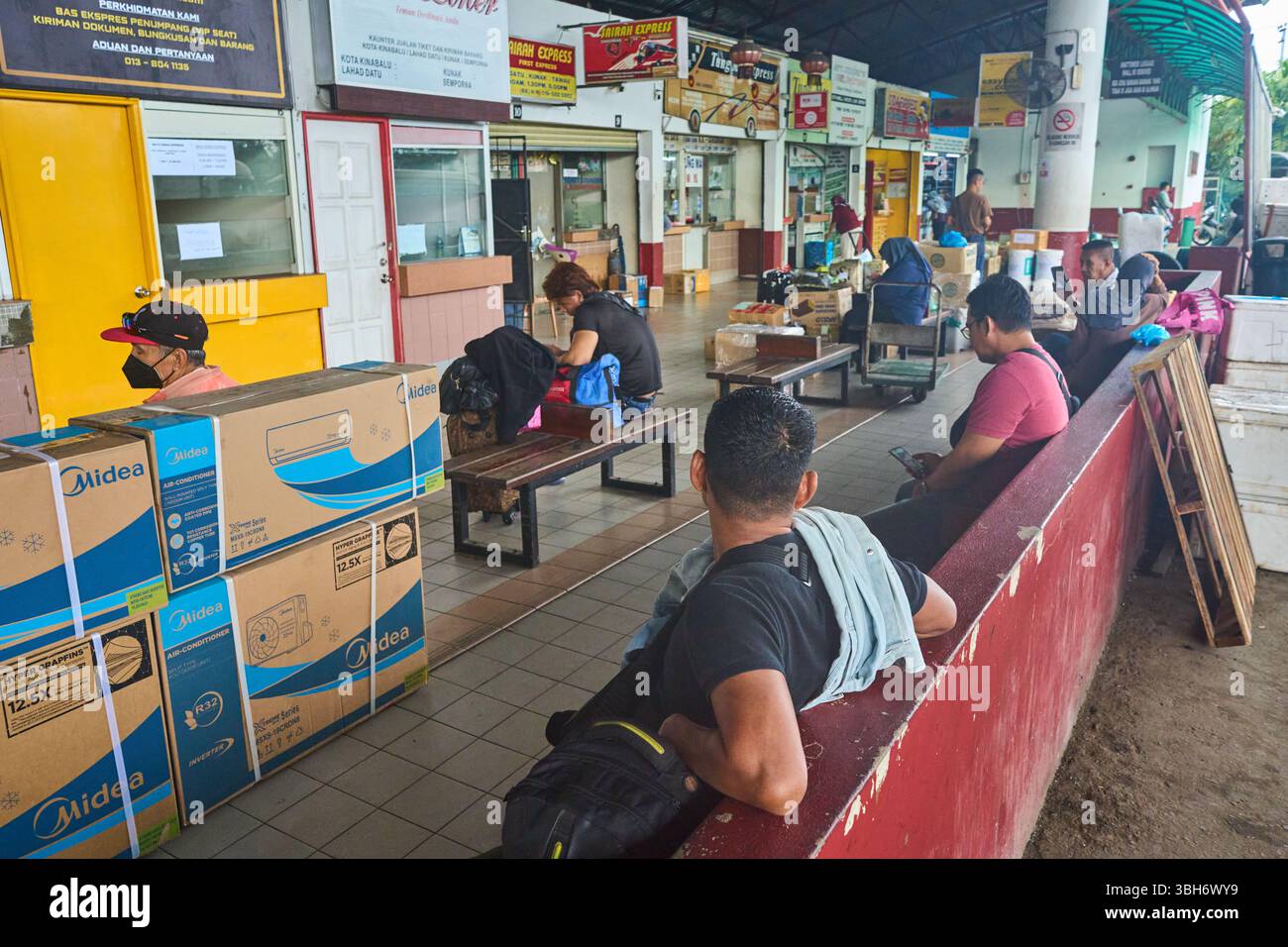 Waiting Area at Bus Station – Kota Kinabalu, Borneo Stock Photo
