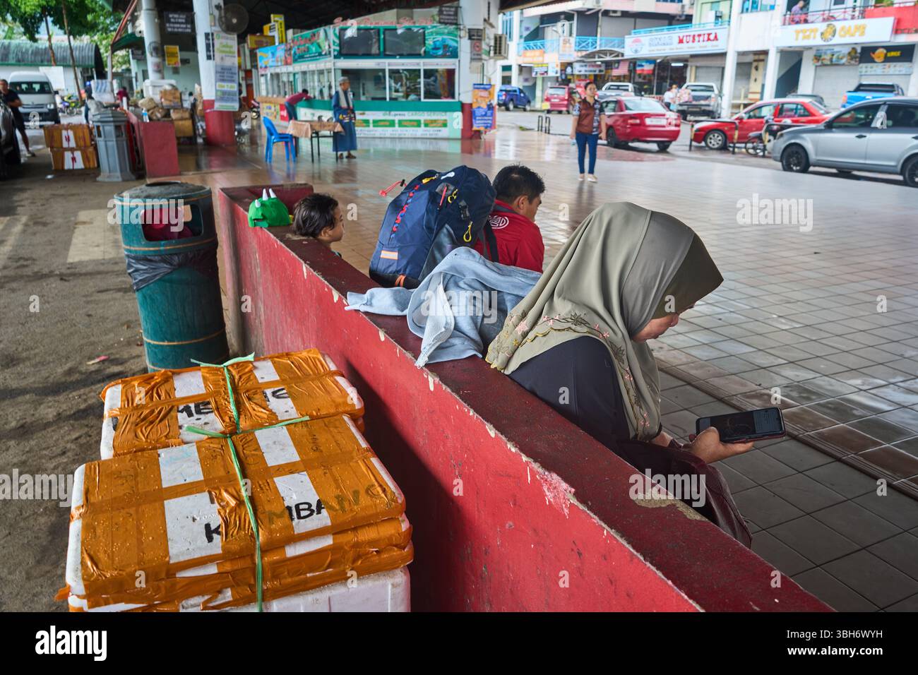 Waiting Area at Bus Station – Kota Kinabalu, Borneo Stock Photo