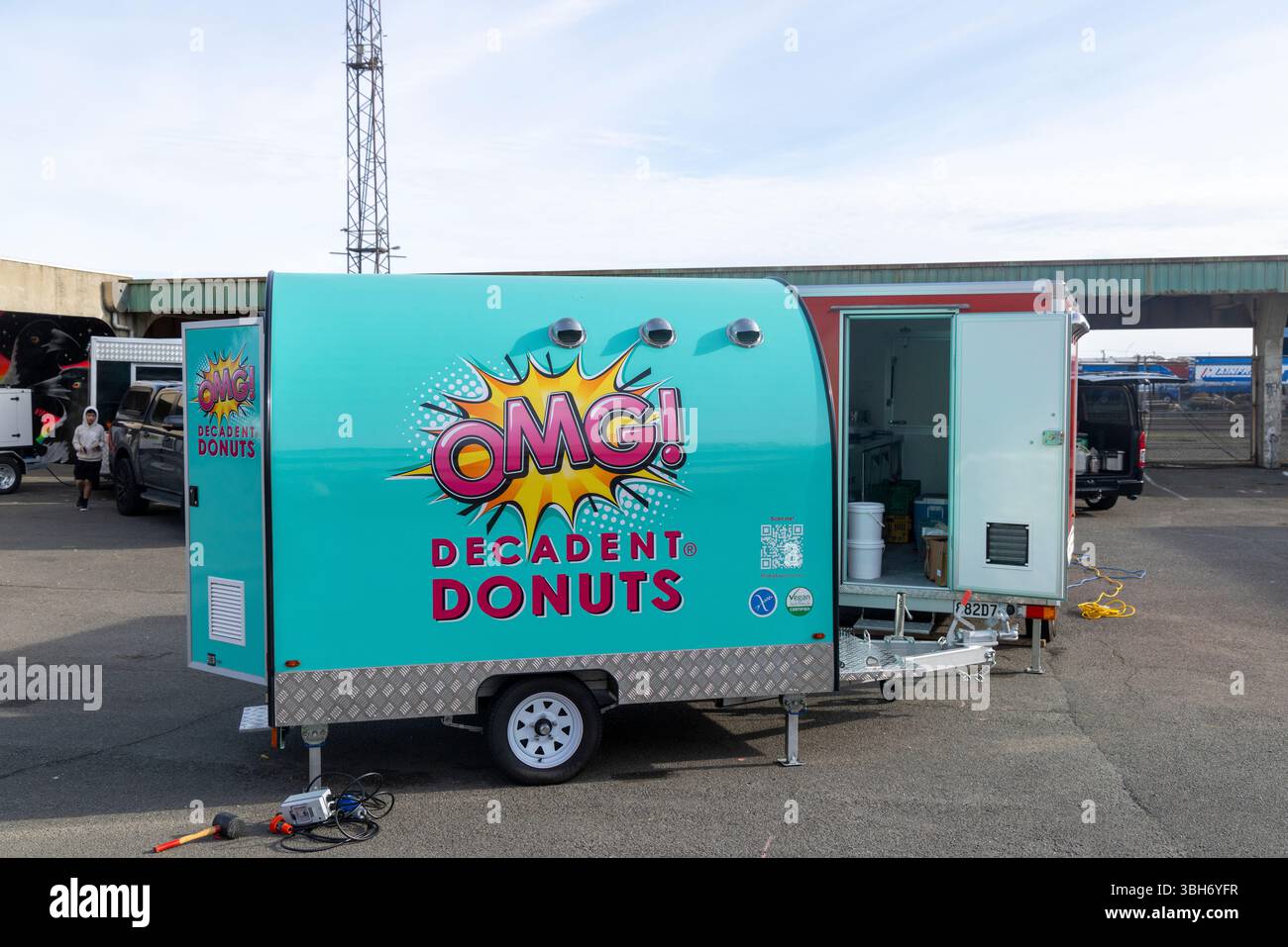 Decadent donuts mobile food stall truck in Invercargill, South Island,New Zealand Stock Photo