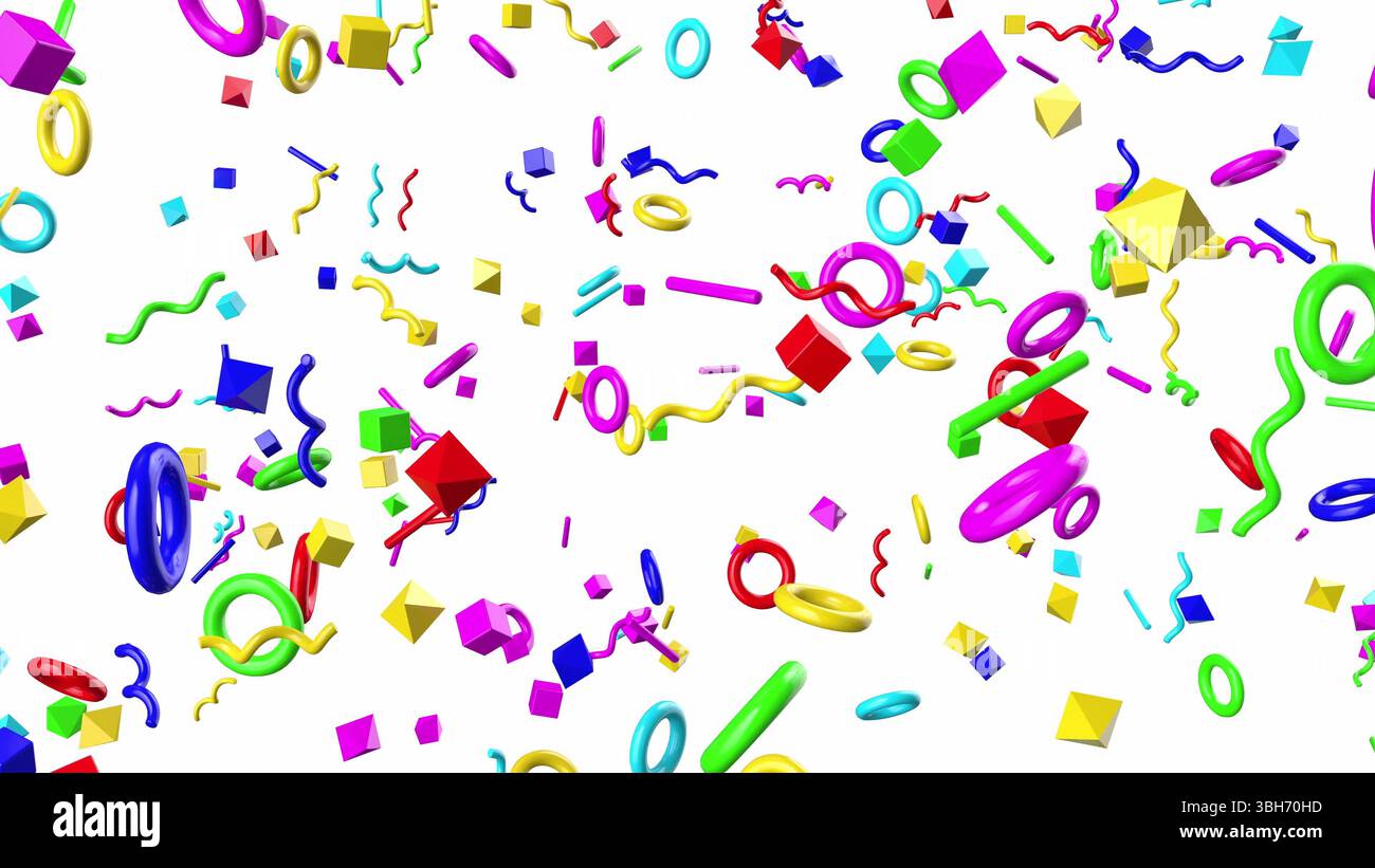 Object Bg Memphis style color objects on white bg 3d render Stock Photo - Alamy