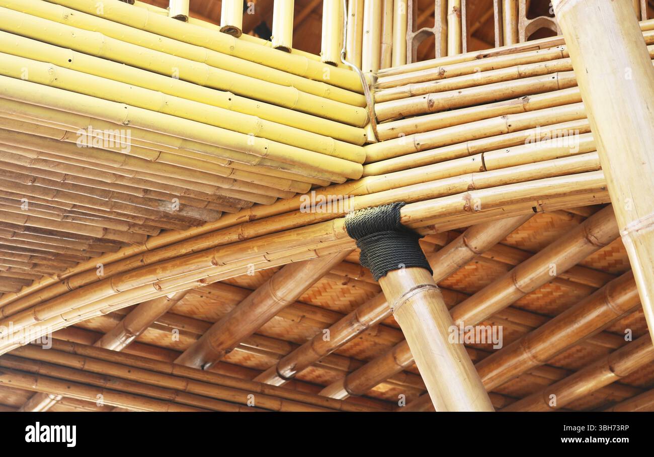 Traditional bamboo structure jointing method with natural fibre rope ...