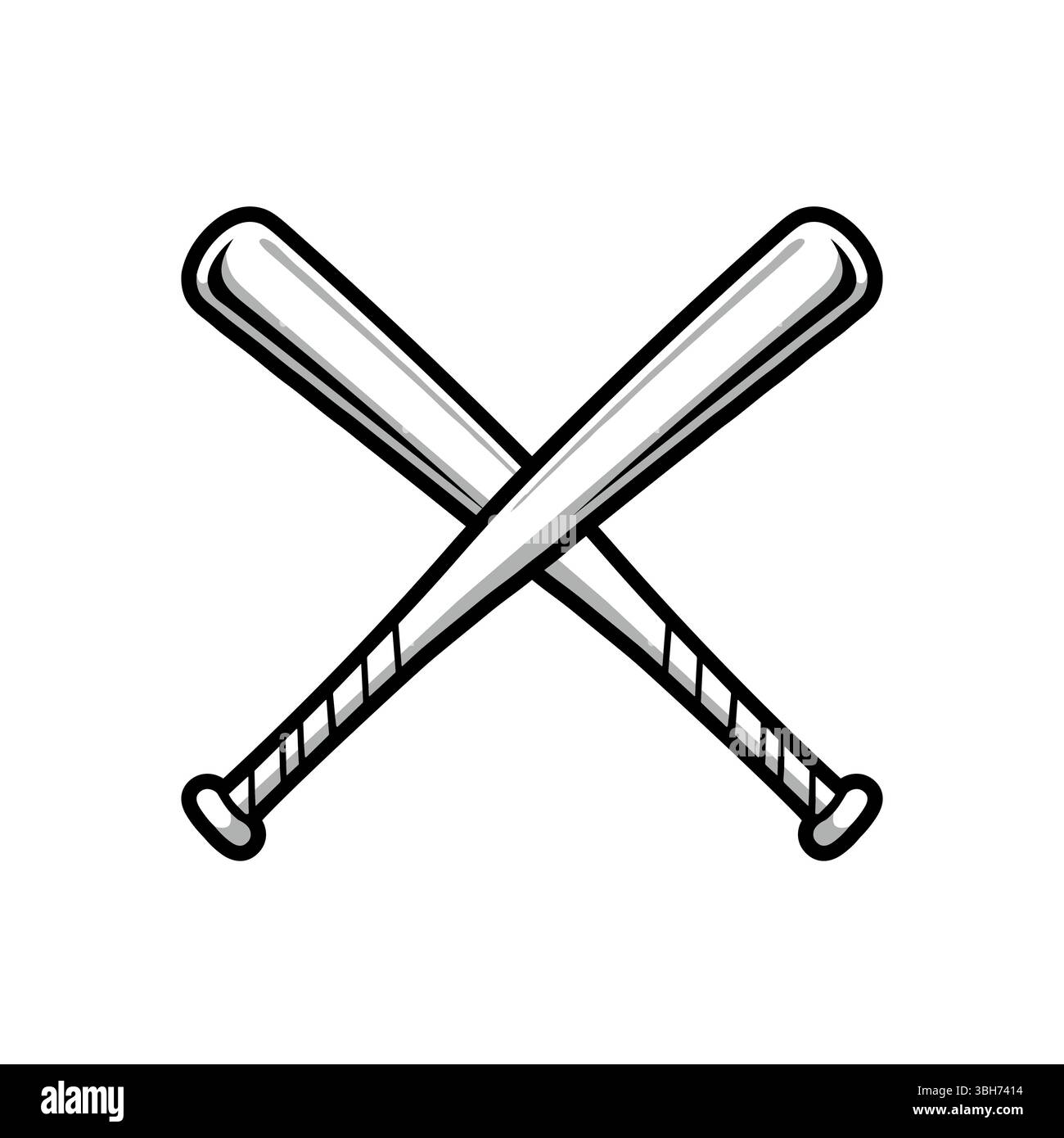 Black and white crossed baseball bats vector. Simple design element ...