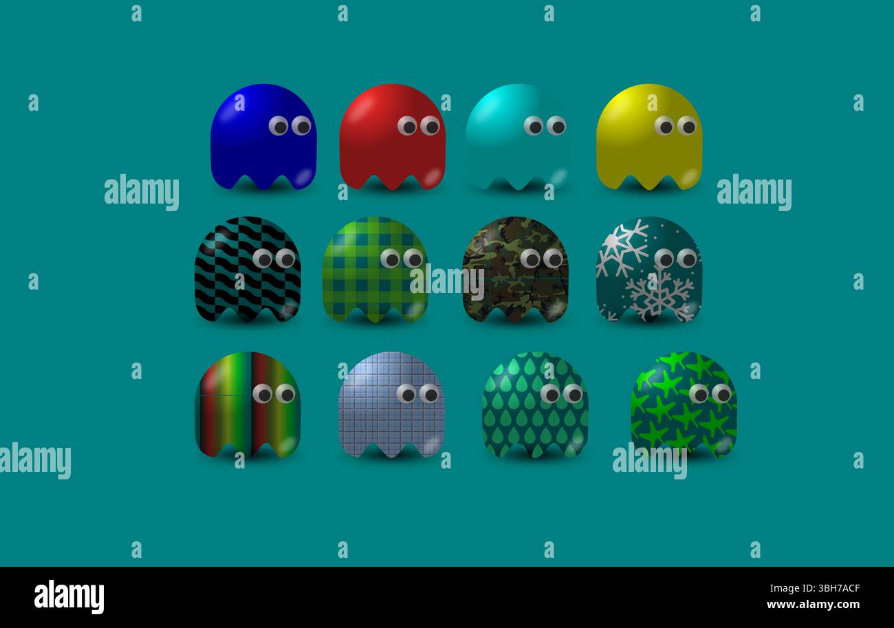 2D Game Character, Pac man baddies Stock Vector Image & Art - Alamy