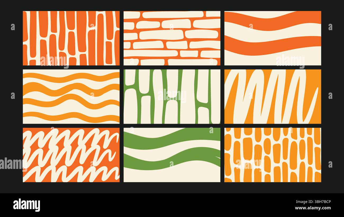 Wavy Hand-Drawn Artistic Elements Background Set Stock Vector