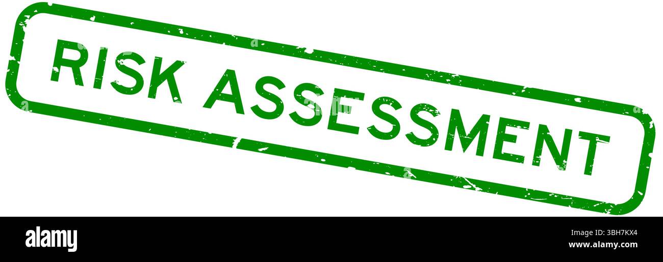 Grunge green risk assessment word square rubber seal stamp on white ...