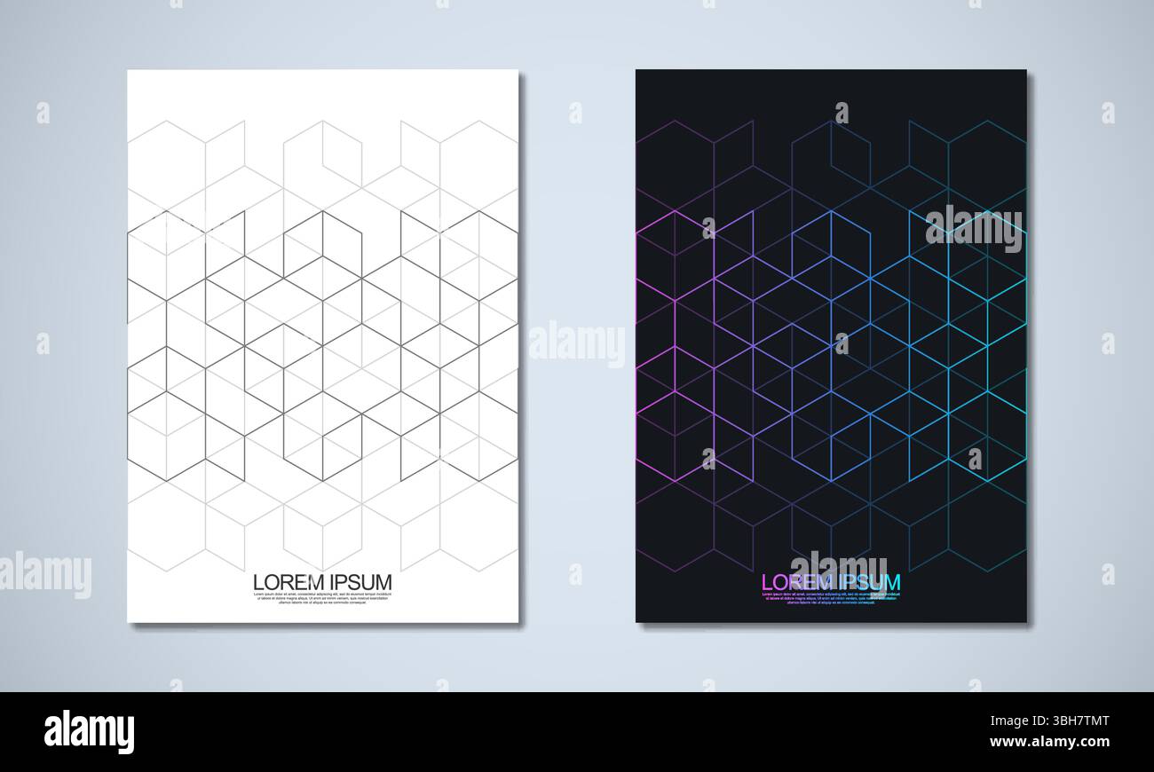 Abstract geometric covers and brochures with isometric vector blocks ...