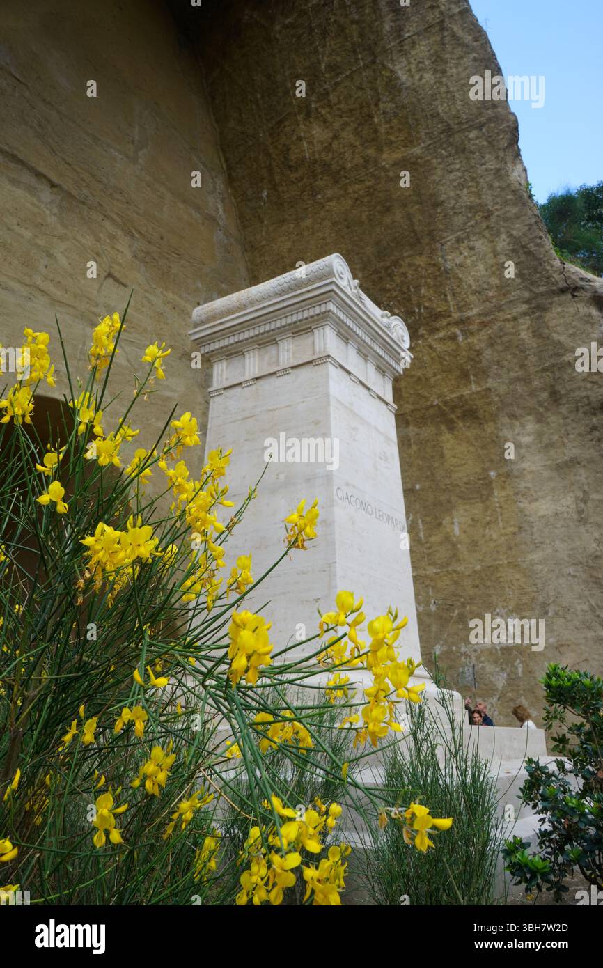 Giacomo Leopardi's tomb in the park of Virgil's tomb, Naples, Italy Stock Photo