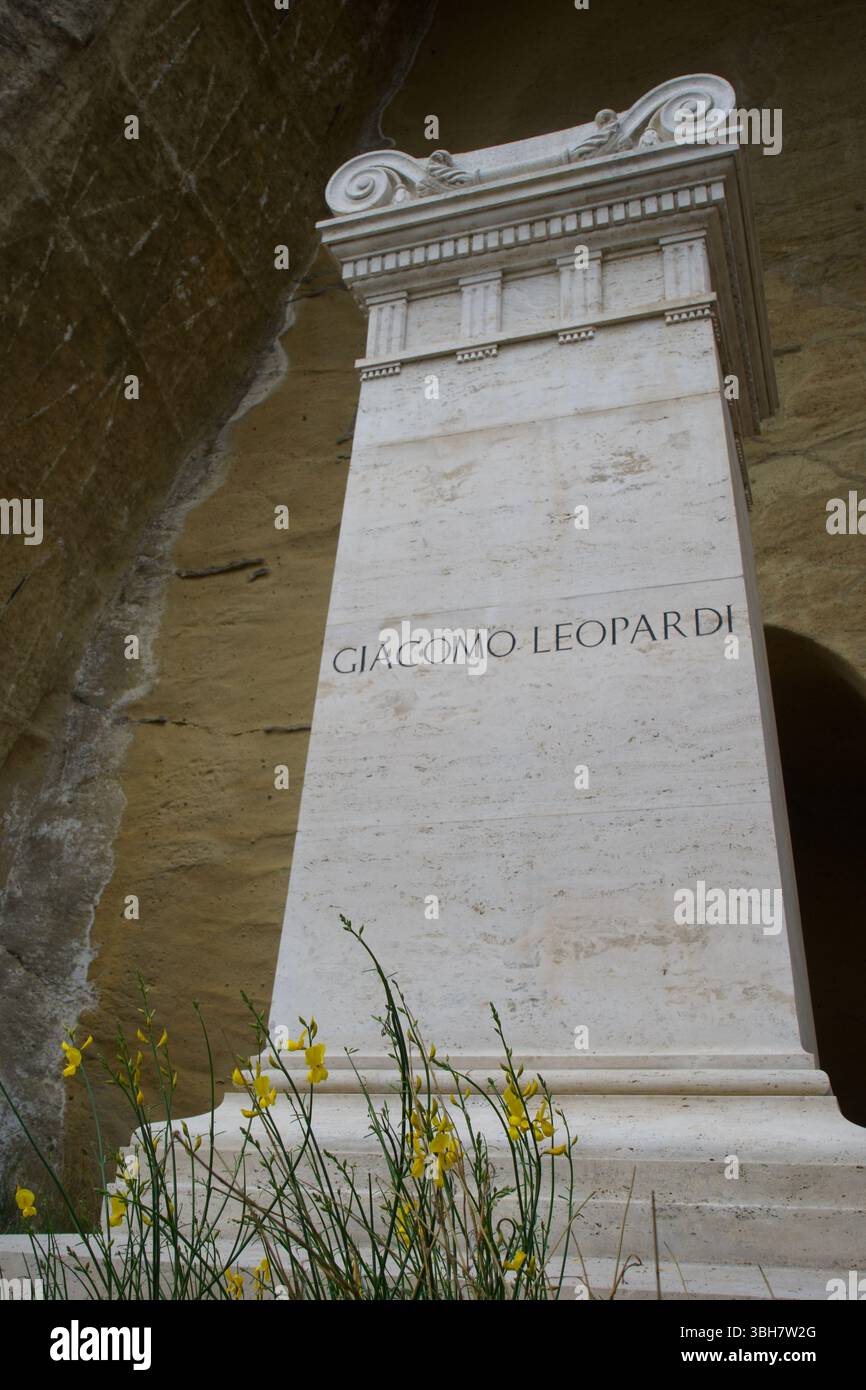 Giacomo Leopardi's tomb in the park of Virgil's tomb, Naples, Italy Stock Photo