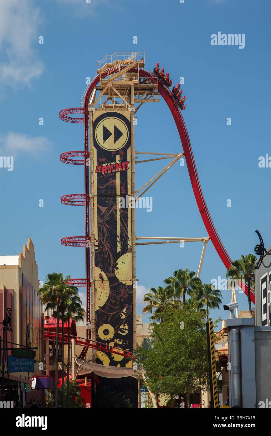 The Universal Studios amusement park roller coaster Hollywood Rip Ride ...