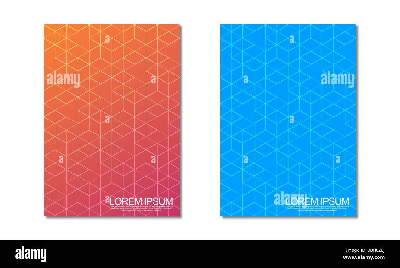 Abstract geometric covers and brochures with isometric vector blocks, and polygon shape patterns Stock Vector