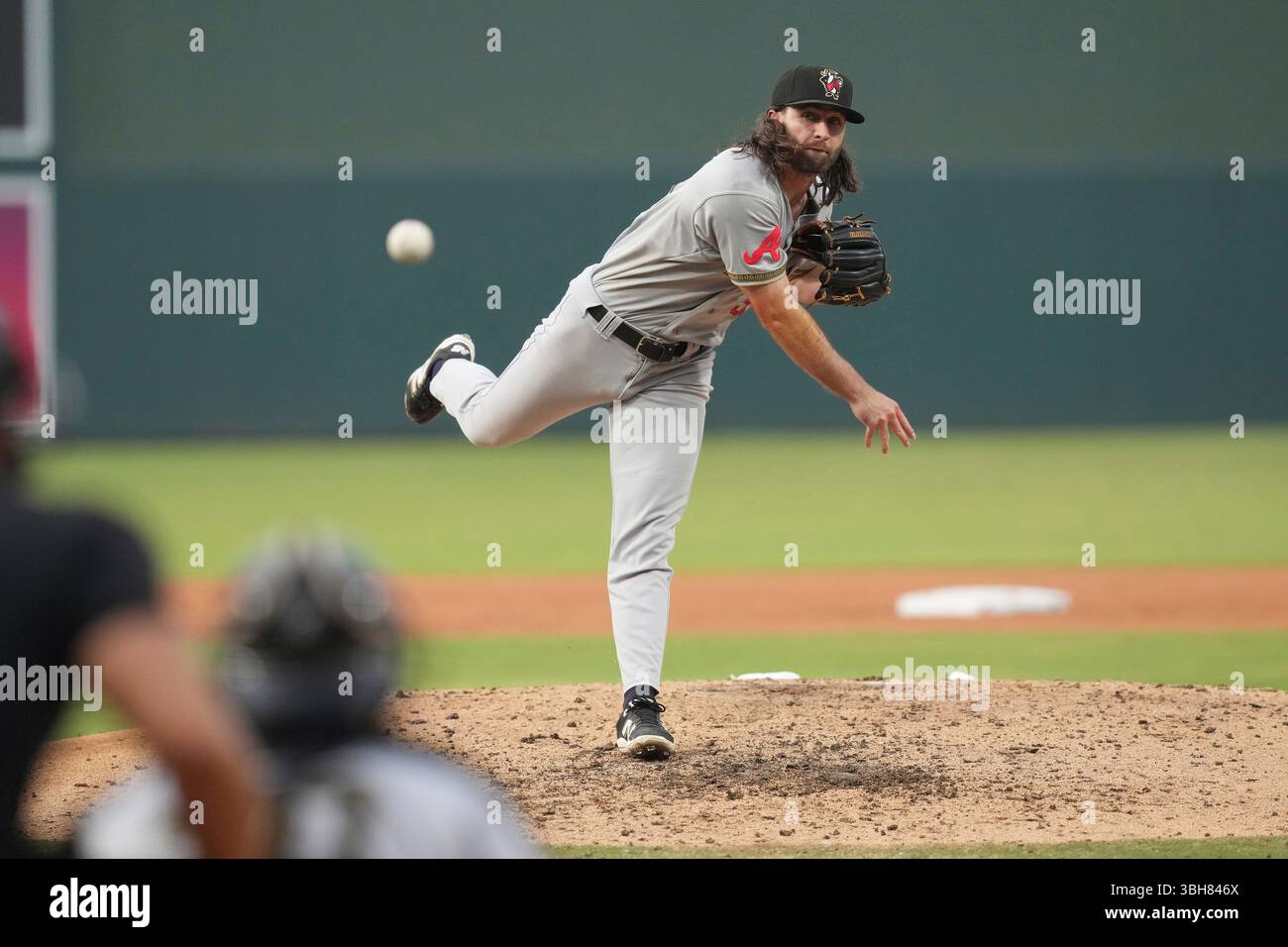 Relief pitcher Tyler LaPorte (99) of the Rome Emperors delivers a pitch