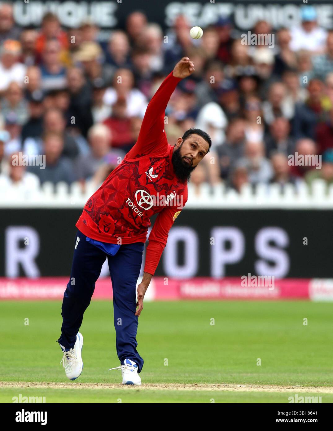 Adel Rashed England's Adil Rashid bowling during the second Men's International ...