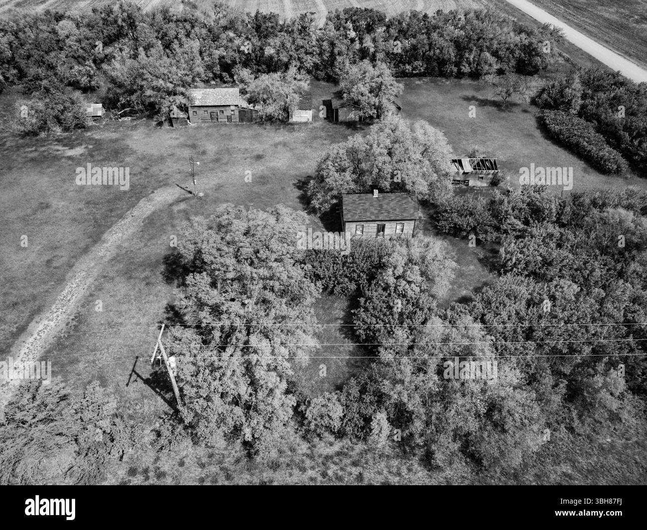 Drone photo of country house Black and White Stock Photos & Images - Alamy