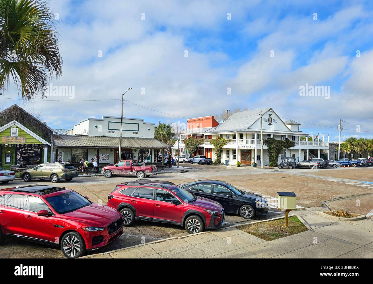 Downtown Apalachicola, Florida. Shops and restuarants in the historic fishing port of Apalachocola. - Smartphone Captured Stock Image