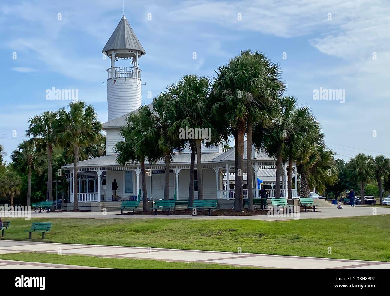 A waterfront park and pavilion in Brunswick, Georgia.  The park is named after Mary Ross. - Smartphone Captured Stock Image