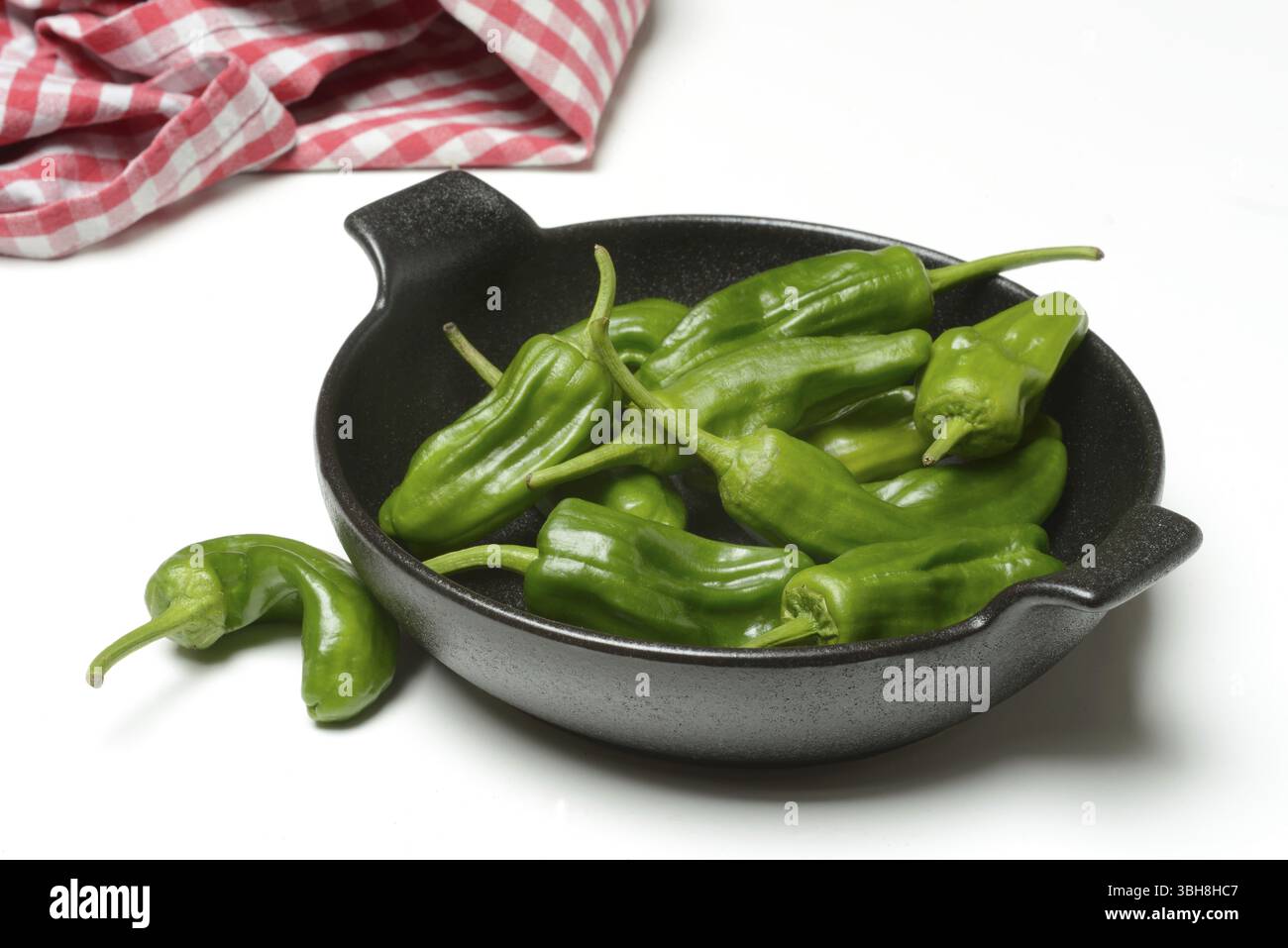 Padron chilli peppers in shell, Pimientos de Padron Stock Photo