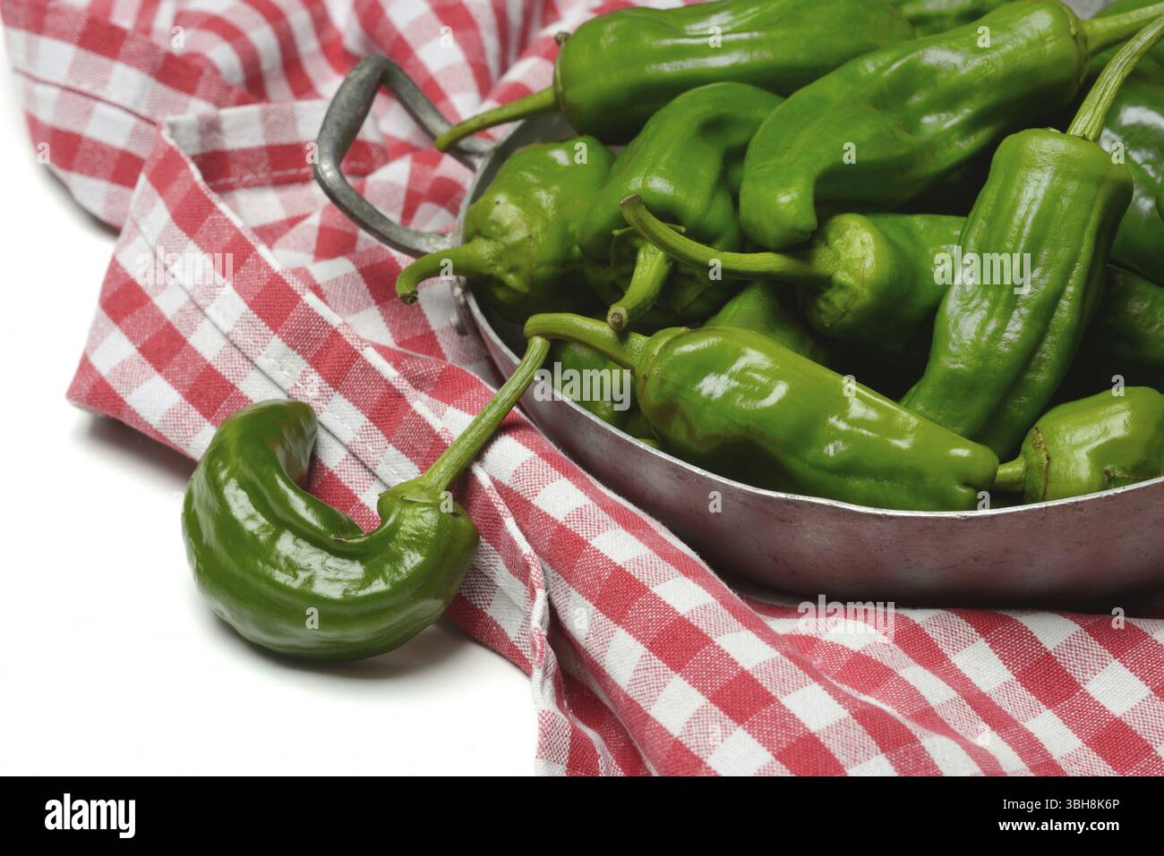 Padron chilli peppers in shell, Pimientos de Padron Stock Photo