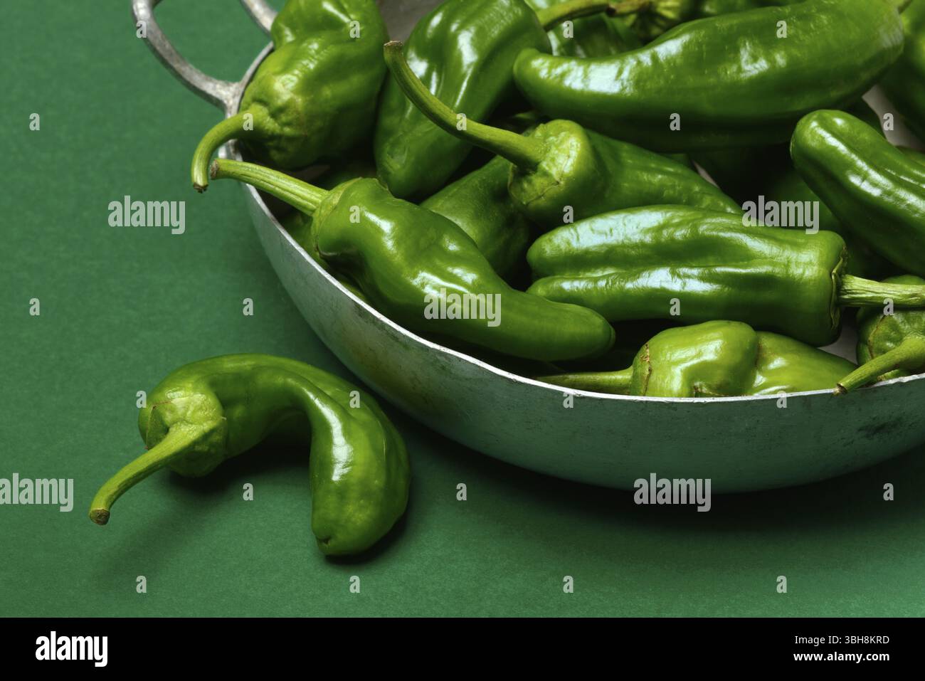 Padron chilli peppers in shell, Pimientos de Padron Stock Photo