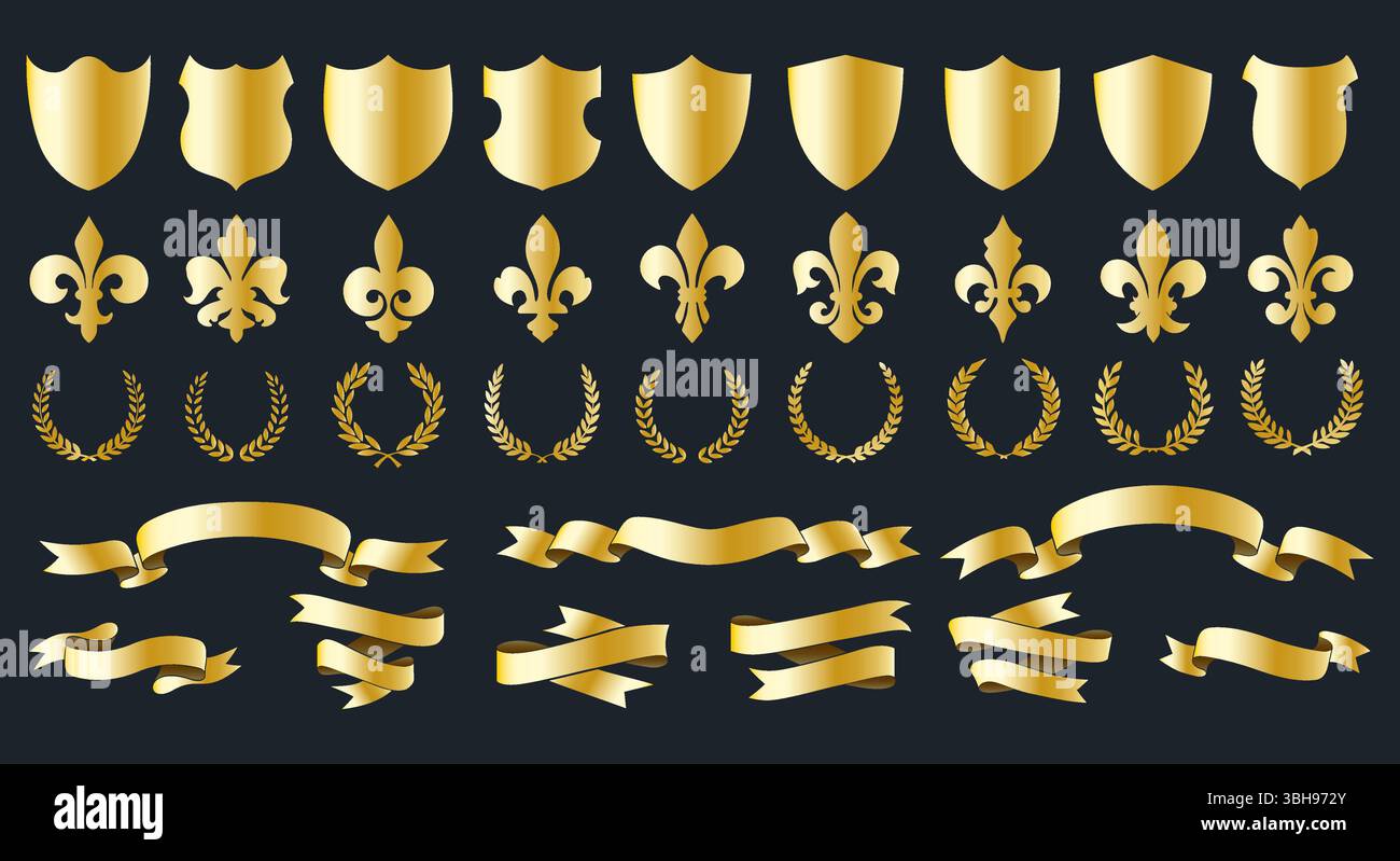 Heraldic shield vector set Stock Vector Images - Alamy
