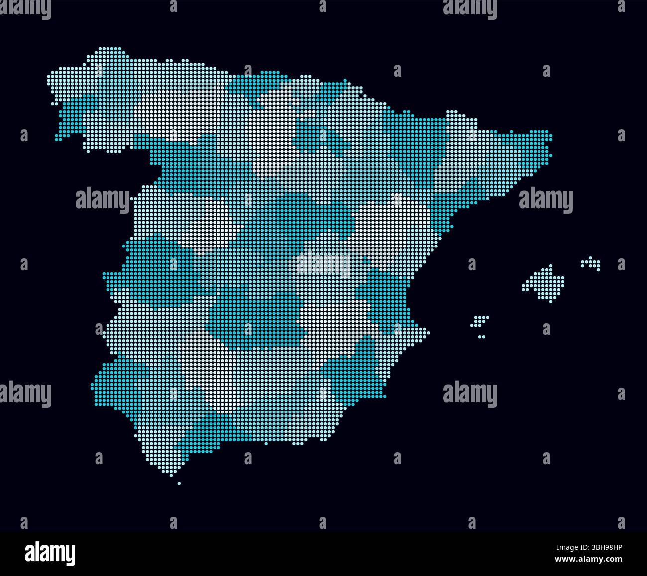 Spain dotted map. Digital style map of the country on dark background ...