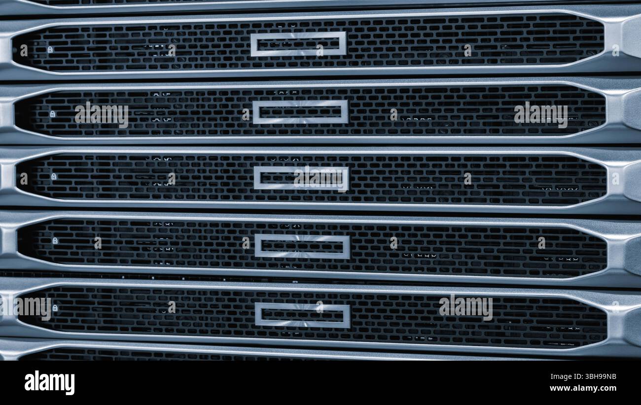 Server racks for big data and internet communications Stock Photo