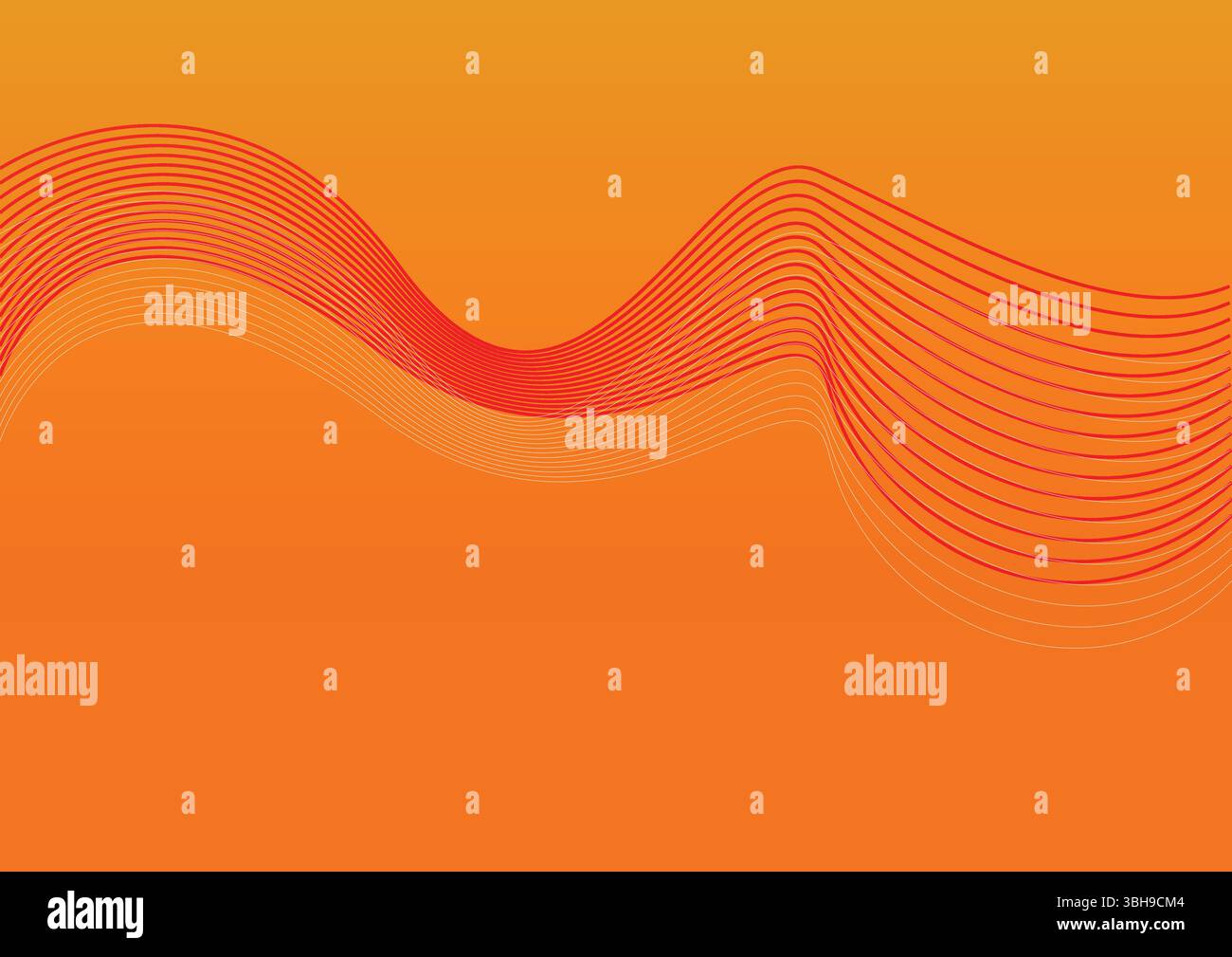 Abstract Orange Wavy Lines Background - Modern Dynamic Design Stock Vector