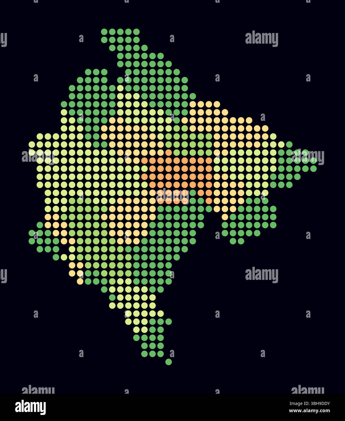 Montenegro dotted map. Digital style map of the country on a dark ...