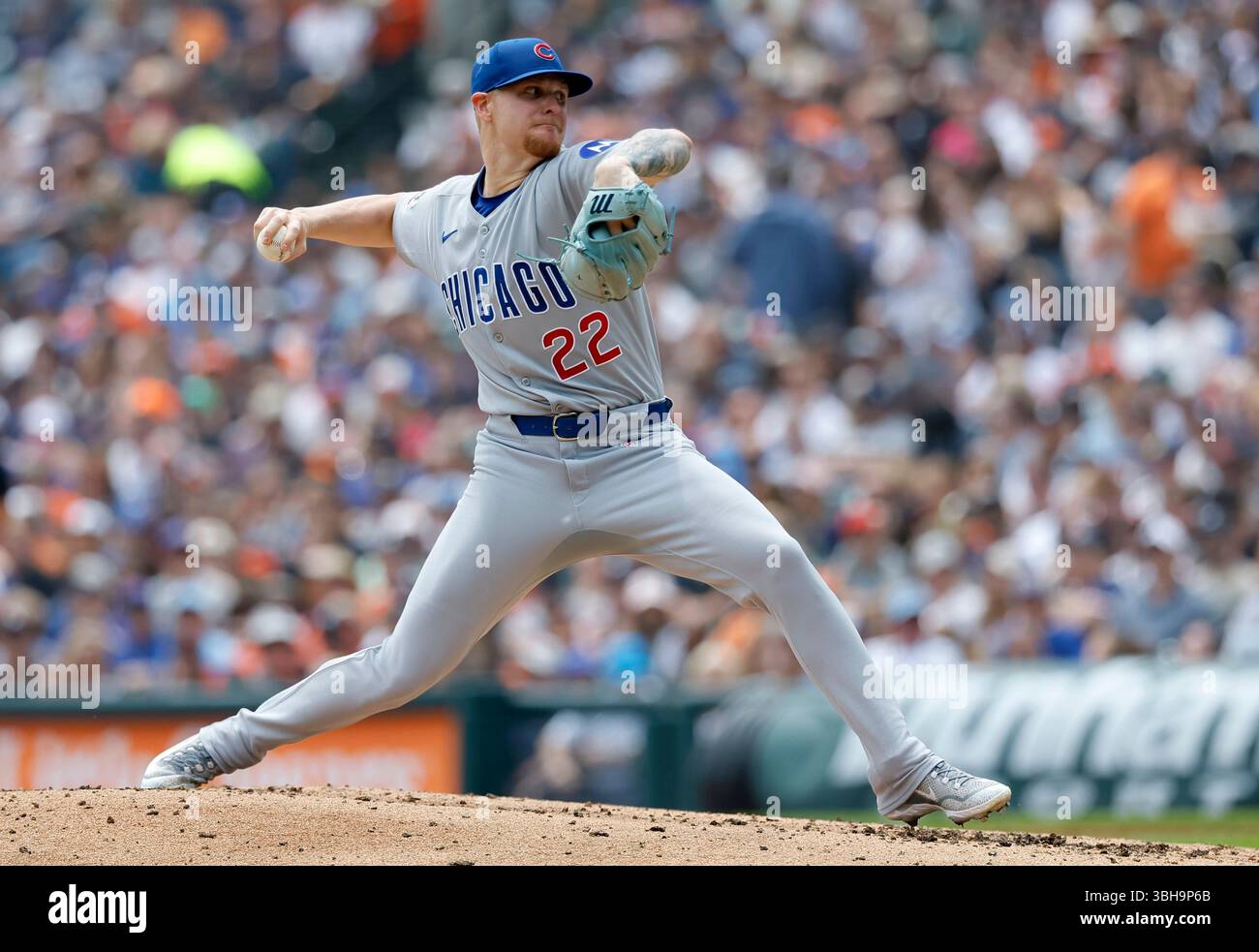 Chicago Cubs' Nico Hoerner pitches against the Detroit Tigers during