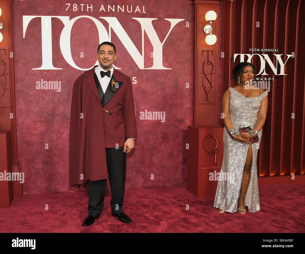 Harry Lennix, left, and Djena Graves Lennix arrive at the 78th Tony ...