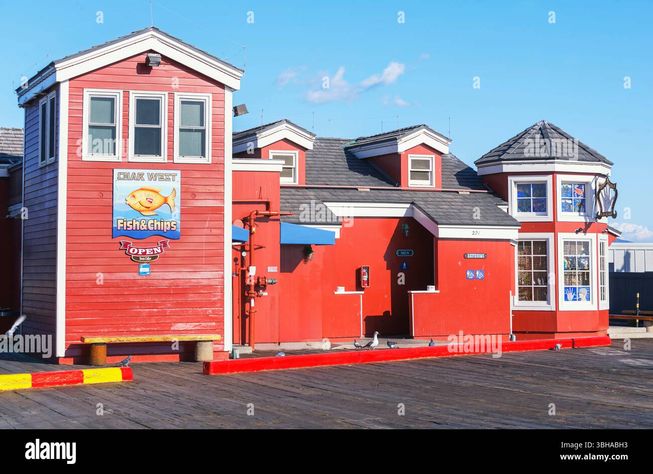 Stearns Wharf pier, Santa Barbara, California, USA Stock Photo