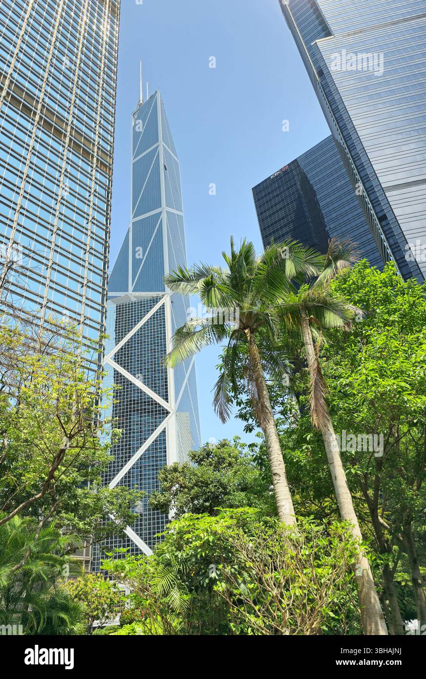 The Bank of China building as seen from the Hong Kong Park. - Smartphone Captured Stock Image