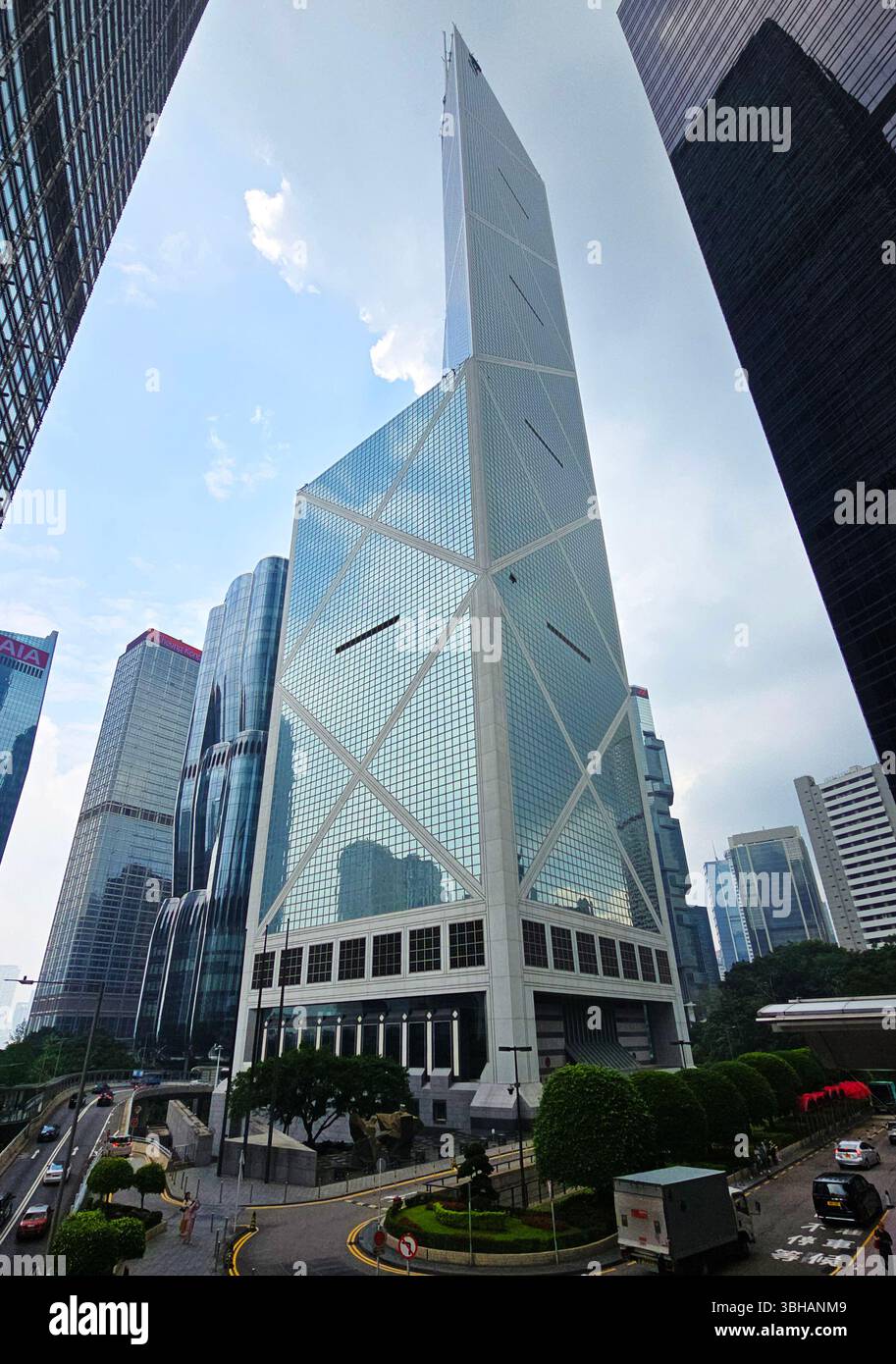 The iconic Bank of China tower in Hong Kong. - Smartphone Captured Stock Image