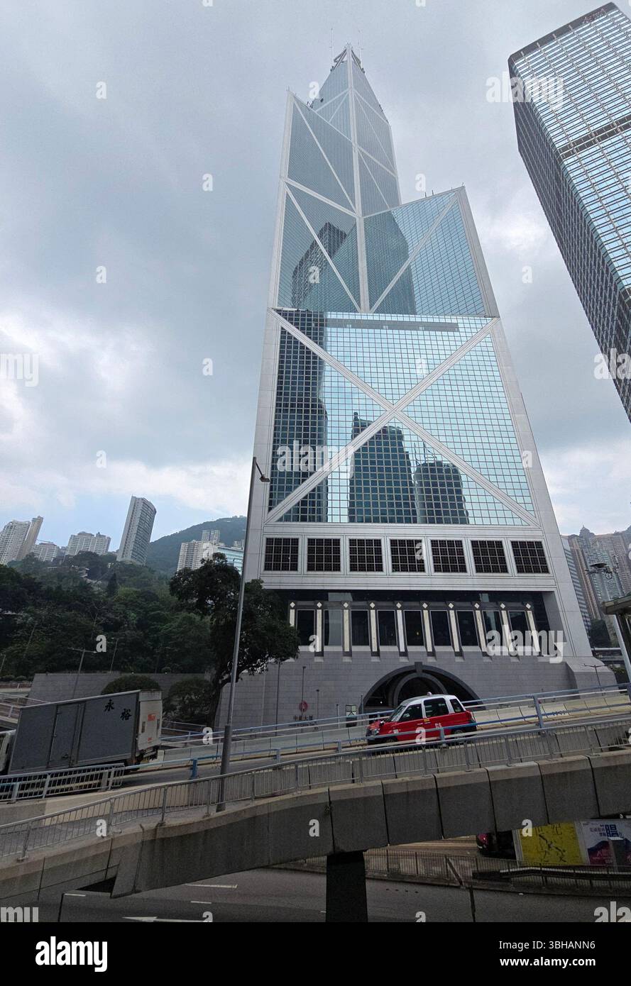 The iconic Bank of China tower in Hong Kong. - Smartphone Captured Stock Image