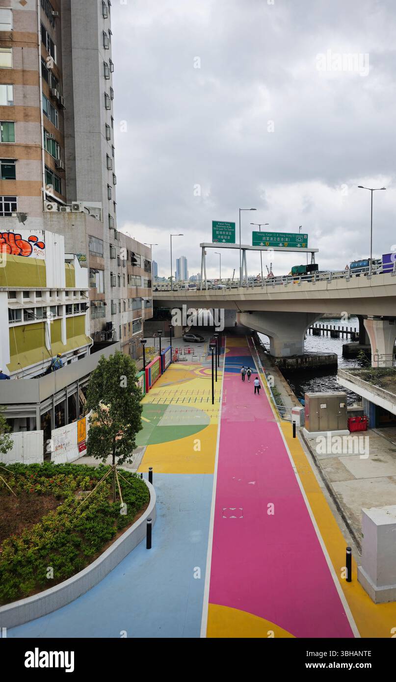 The Kwun Tong promenade in Hong Kong. Stock Photo
