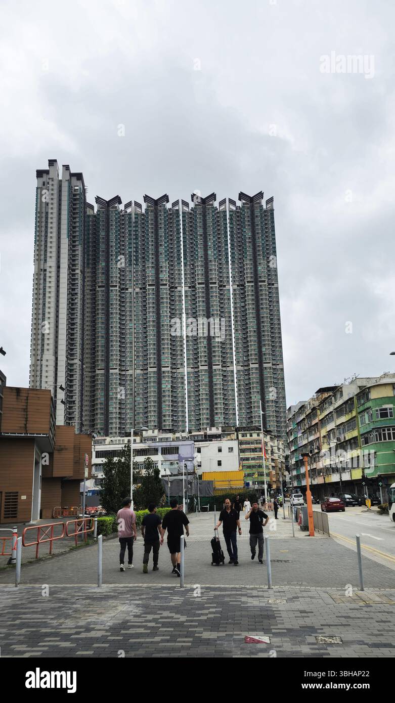 Grand waterfront plaza towers in Kai Tak, Hong Kong. - Smartphone Captured Stock Image