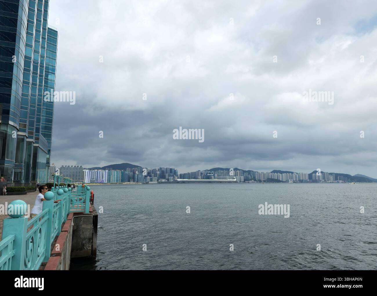 The Hung Hom promenade with views of HK Island, Hong Kong. - Smartphone Captured Stock Image